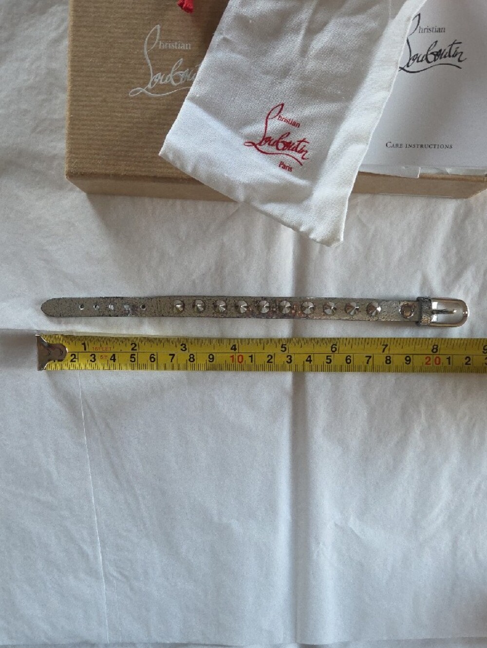 Christian Louboutin Silver Leather Spike Bracelet - Picture 11 of 14